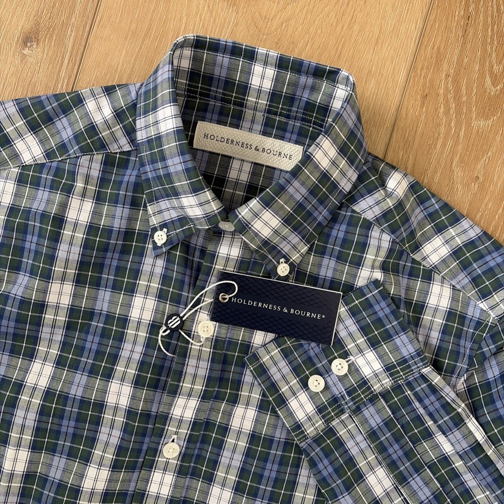 Holderness & Bourne Shirt Mens Sz Small The Andrews Tailored Fit Stretch Plaid